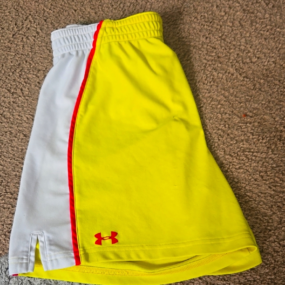 Under Armour Yellow and White Athletic Shorts